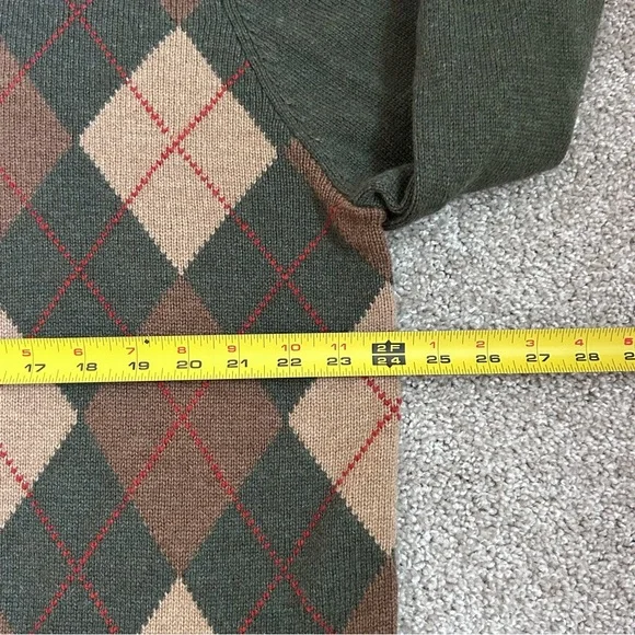 Brooks Brothers Men's Extra Fine Italian Lambswool Argyle V Neck Sweater XL - Picture 4 of 9